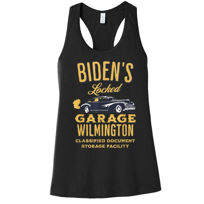 Biden's Garage Funny AntiBiden Political Joke Garage Sign Women's Racerback Tank