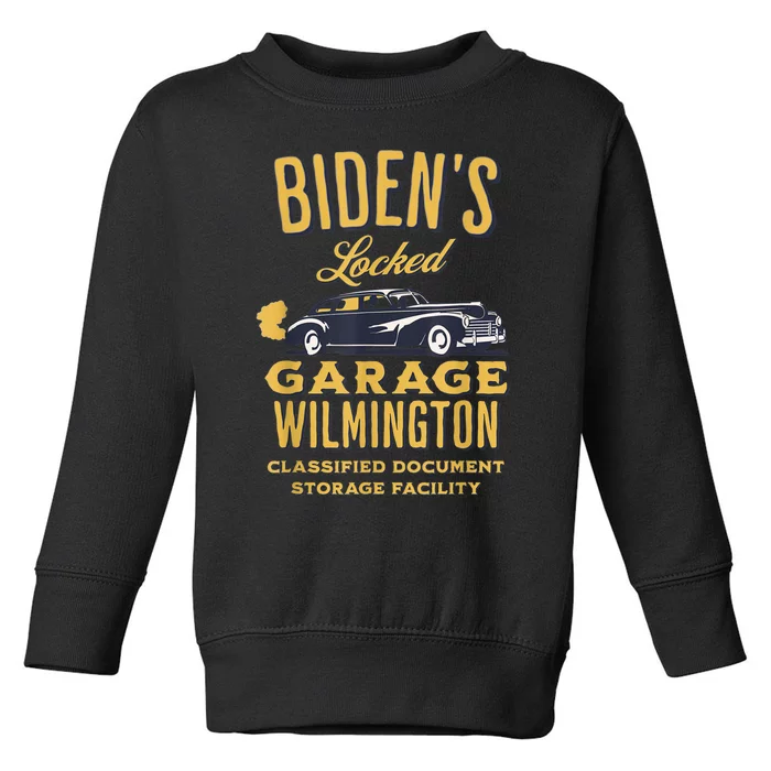 Biden's Garage Funny AntiBiden Political Joke Garage Sign Toddler Sweatshirt