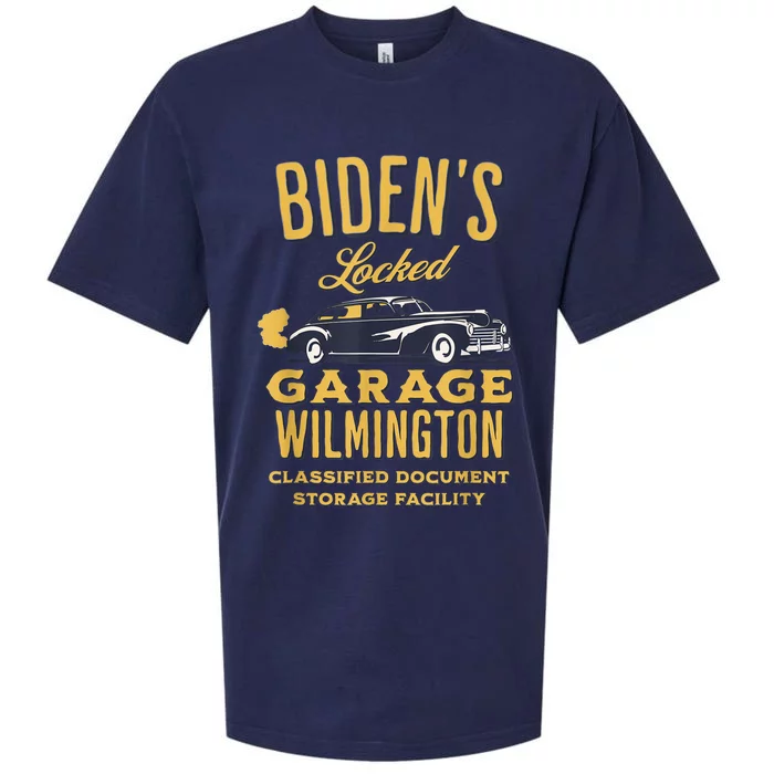 Biden's Garage Funny AntiBiden Political Joke Garage Sign Sueded Cloud Jersey T-Shirt