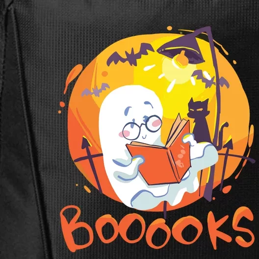 Booooks Ghost Funny Halloween Teacher Book Library Reading City Backpack