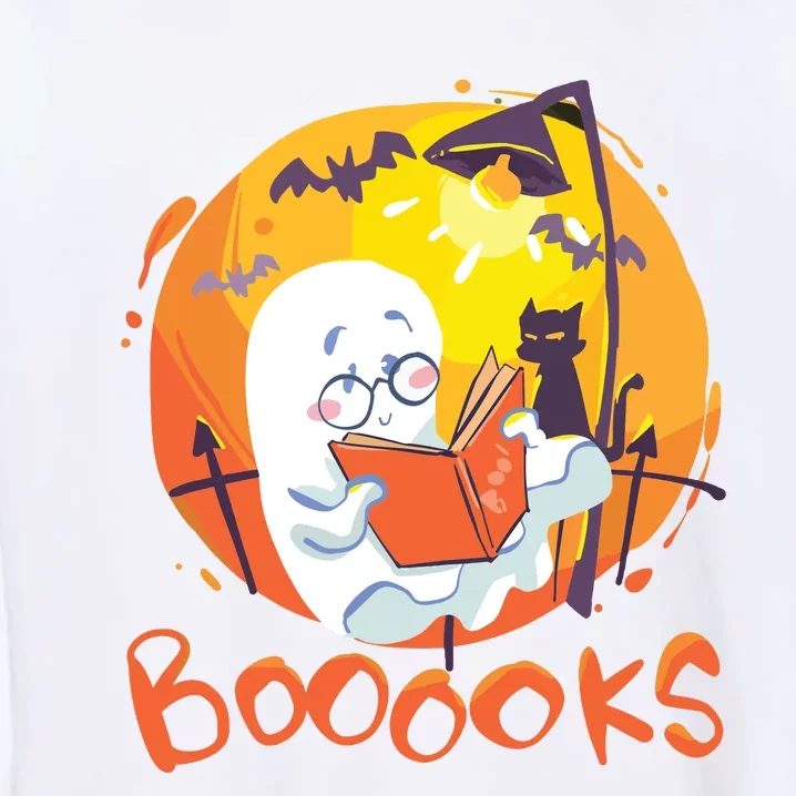 Booooks Ghost Funny Halloween Teacher Book Library Reading Garment-Dyed Sweatshirt