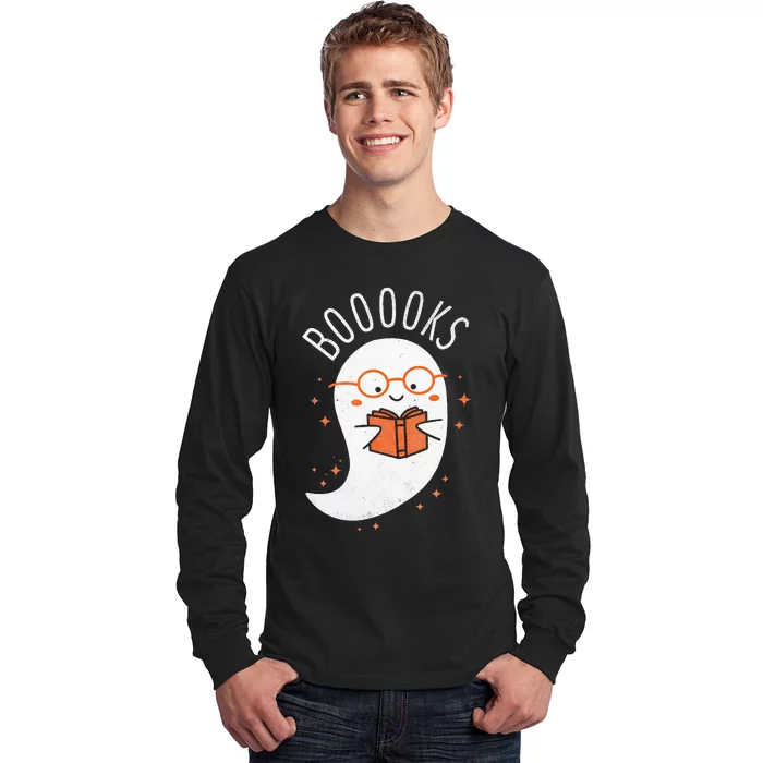 Booooks Ghost Funny Halloween Teacher Book Library Reading Long Sleeve Shirt