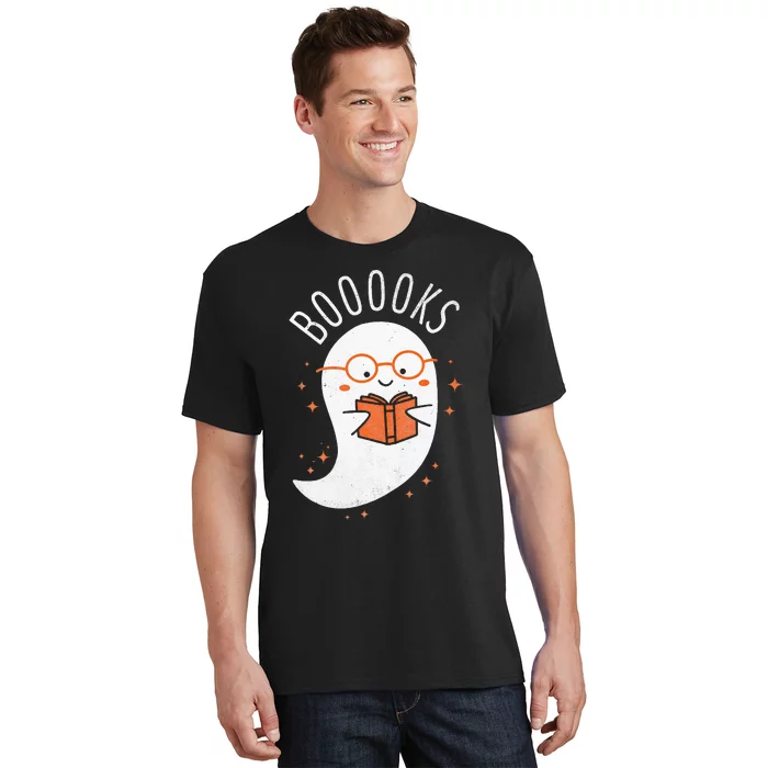 Booooks Ghost Funny Halloween Teacher Book Library Reading T-Shirt