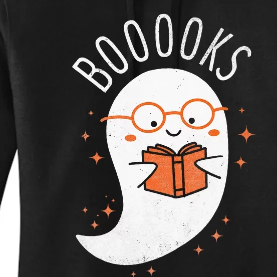 Booooks Ghost Funny Halloween Teacher Book Library Reading Women's Pullover Hoodie