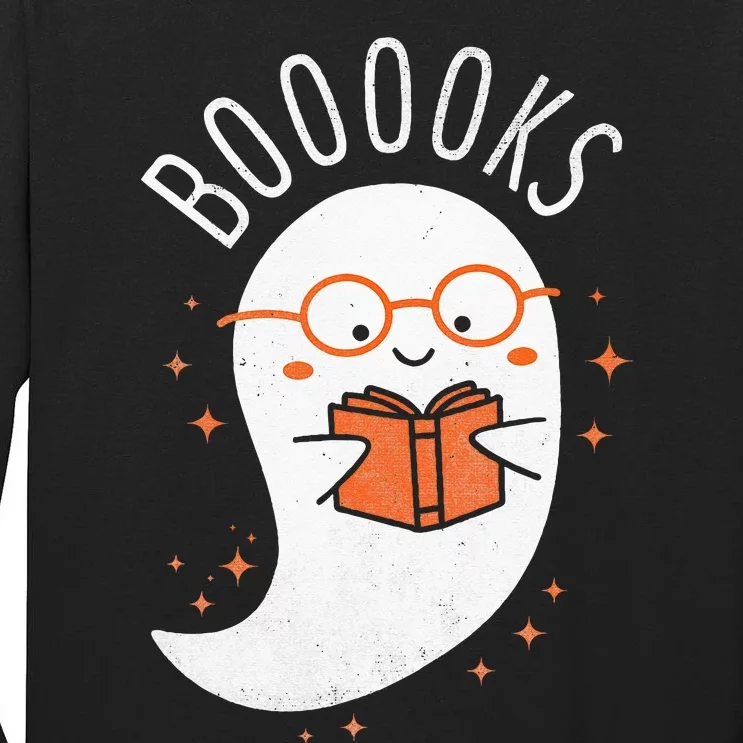 Booooks Ghost Funny Halloween Teacher Book Library Reading Tall Long Sleeve T-Shirt