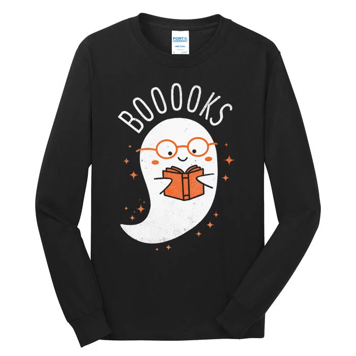 Booooks Ghost Funny Halloween Teacher Book Library Reading Tall Long Sleeve T-Shirt