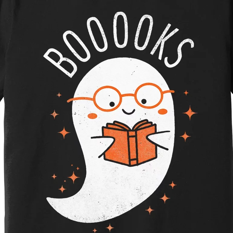 Booooks Ghost Funny Halloween Teacher Book Library Reading Premium T-Shirt