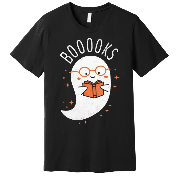 Booooks Ghost Funny Halloween Teacher Book Library Reading Premium T-Shirt