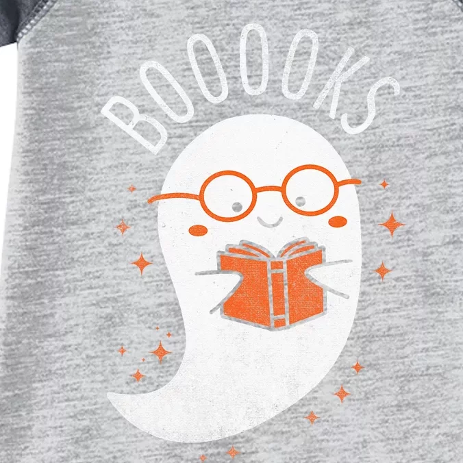 Booooks Ghost Funny Halloween Teacher Book Library Reading Infant Baby Jersey Bodysuit