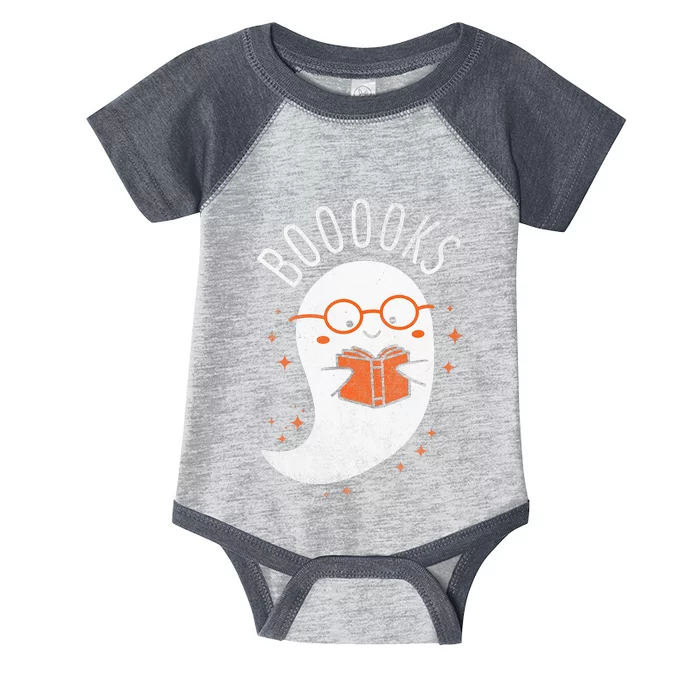 Booooks Ghost Funny Halloween Teacher Book Library Reading Infant Baby Jersey Bodysuit