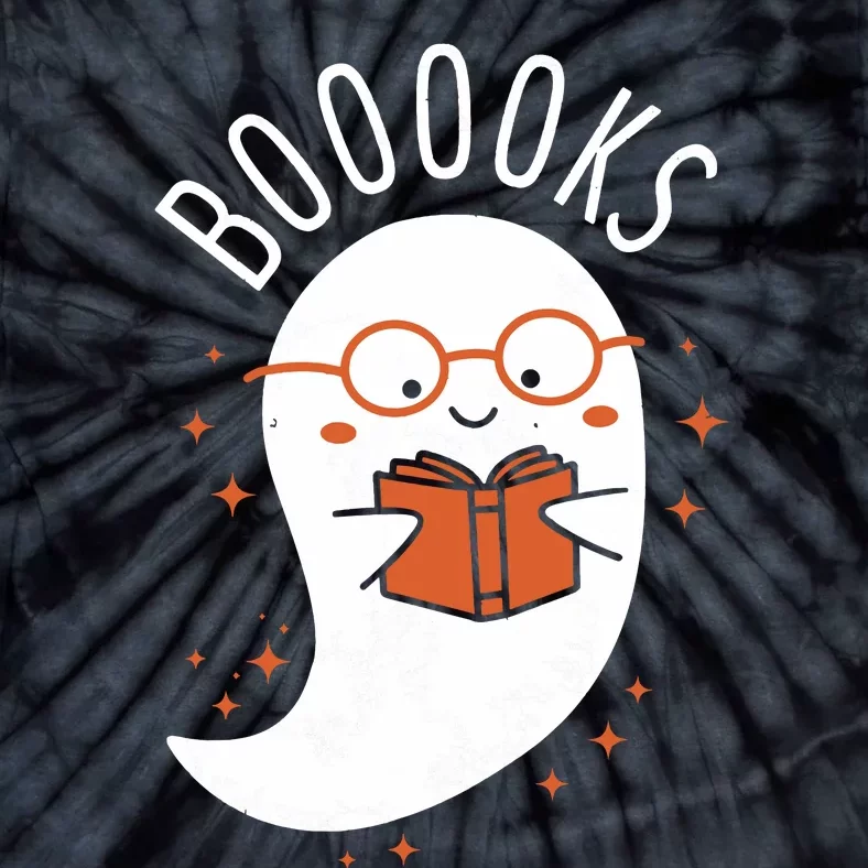 Booooks Ghost Funny Halloween Teacher Book Library Reading Tie-Dye T-Shirt