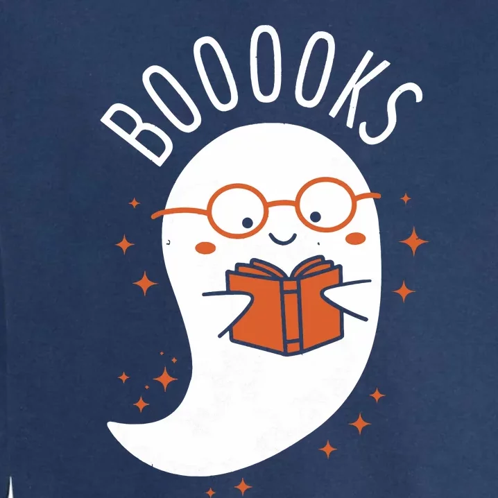 Booooks Ghost Funny Halloween Teacher Book Library Reading Garment-Dyed Sweatshirt