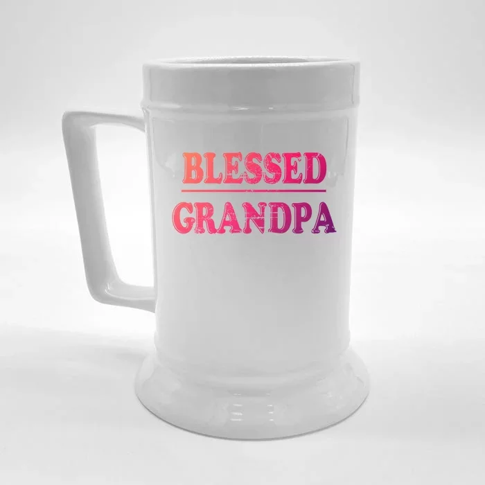 Blessed Grandpa Funny Grandparents Day Gift Front & Back Beer Stein