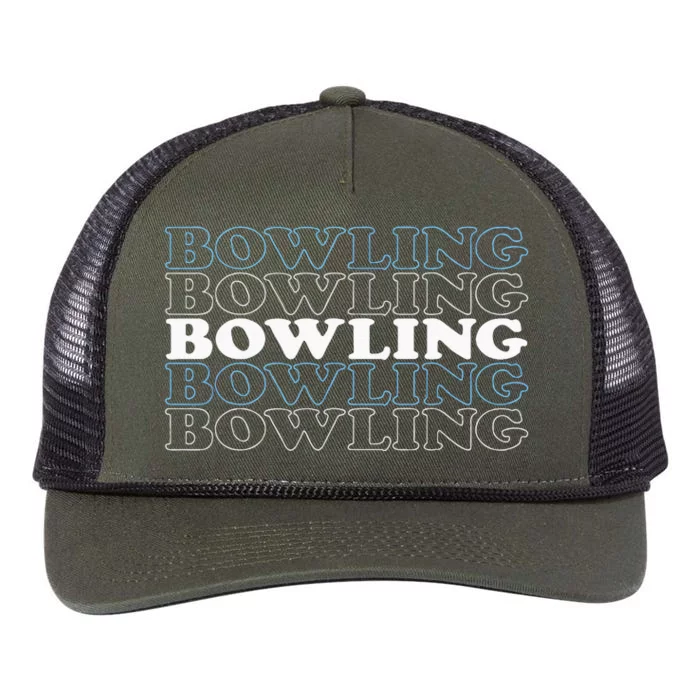 Bowling Gift For Men Husband Or Dad Retro Bowling Text Retro Rope Trucker Hat Cap