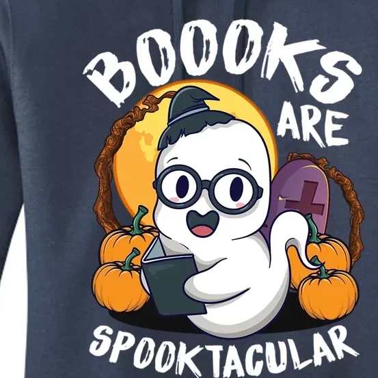 Boooks Ghost Funny Halloween Teacher Book Library Reading Meaningful Gift Women's Pullover Hoodie