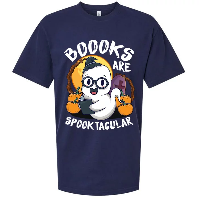 Boooks Ghost Funny Halloween Teacher Book Library Reading Meaningful Gift Sueded Cloud Jersey T-Shirt