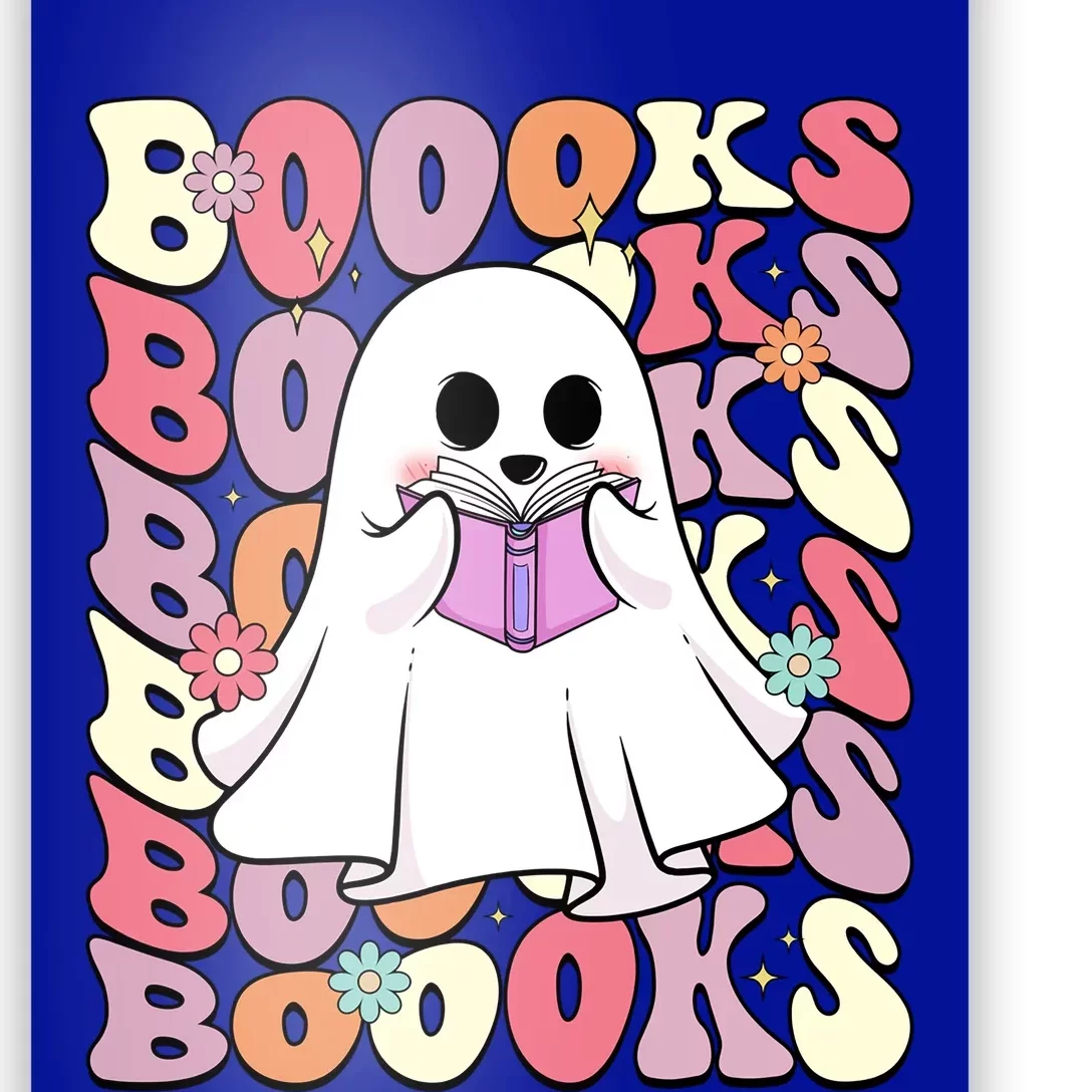 Boooks Ghost Groovy Book Reading Halloween Teacher Gift Poster