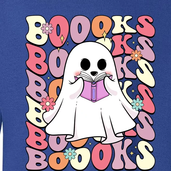 Boooks Ghost Groovy Book Reading Halloween Teacher Gift Toddler Sweatshirt