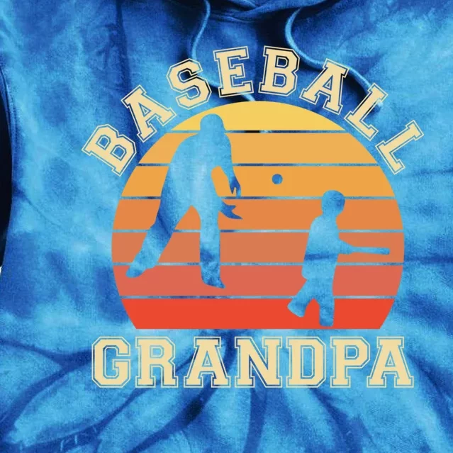 Baseball Grandpa Grandfather Grandson Proud Papa Dad Sports Gift Tie Dye Hoodie