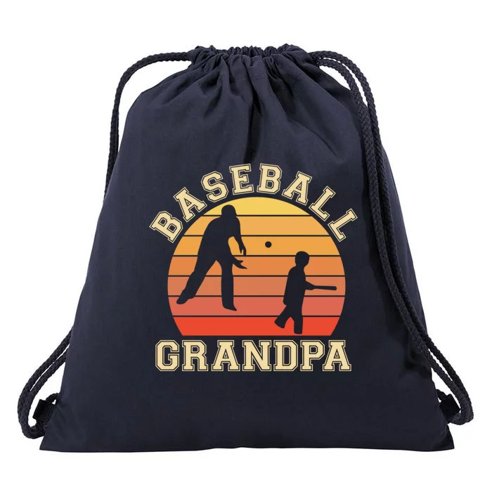 Baseball Grandpa Grandfather Grandson Proud Papa Dad Sports Gift Drawstring Bag