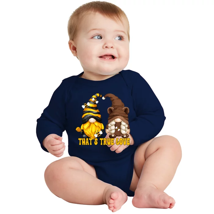 Bee Gnome Graphic For Valentines Day Funny Honey And Bear Cute Gift Baby Long Sleeve Bodysuit