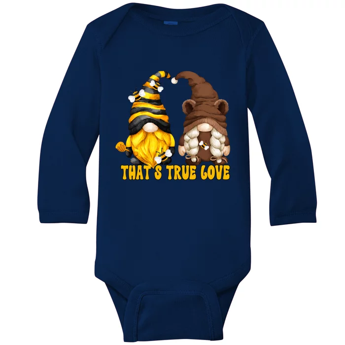 Bee Gnome Graphic For Valentines Day Funny Honey And Bear Cute Gift Baby Long Sleeve Bodysuit