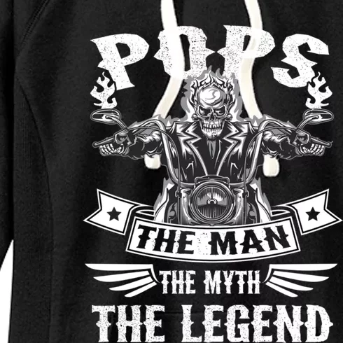 Biker Grandpa Gift Pops The Myth The Legend Motorcycle Gift Women's Fleece Hoodie