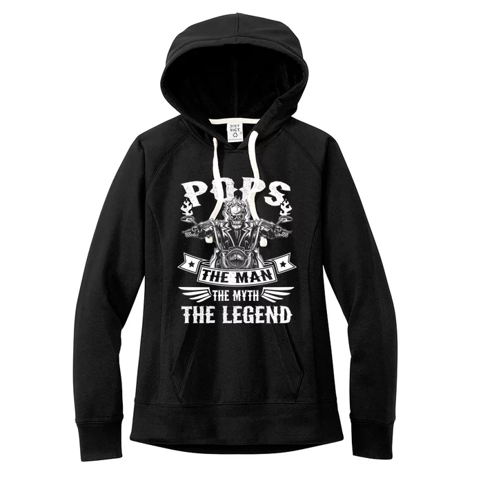 Biker Grandpa Gift Pops The Myth The Legend Motorcycle Gift Women's Fleece Hoodie