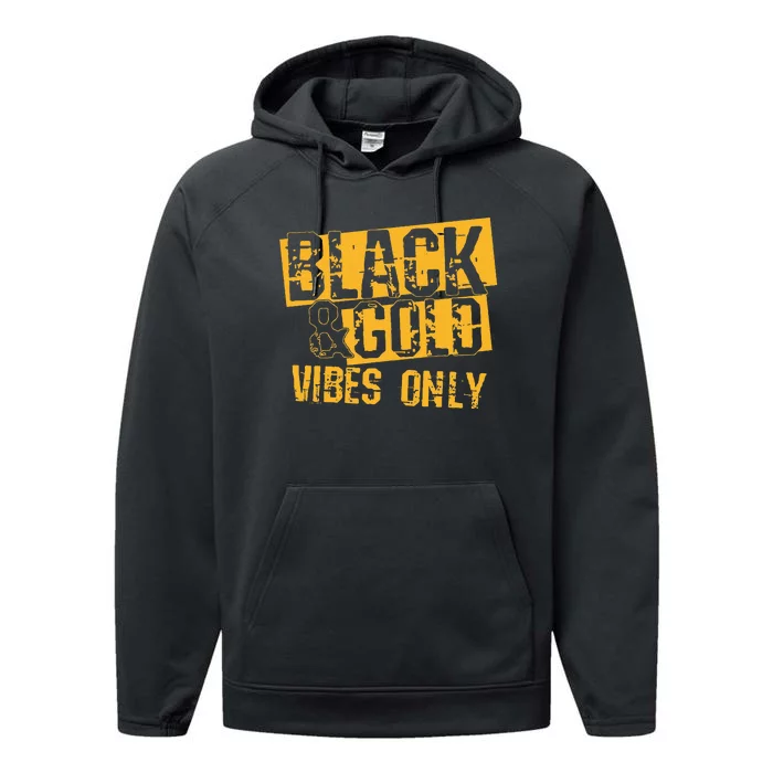 Black Gold Game Day For High School Football Performance Fleece Hoodie