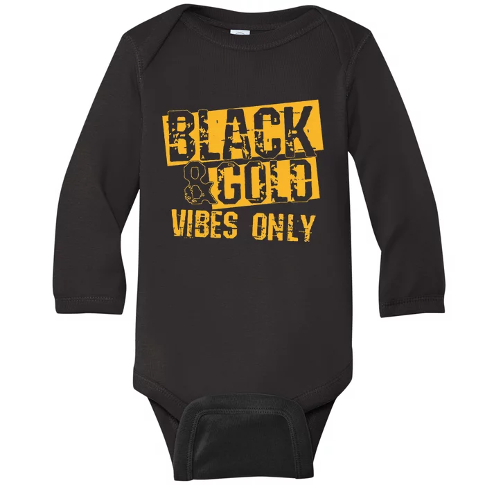 Black Gold Game Day For High School Football Baby Long Sleeve Bodysuit