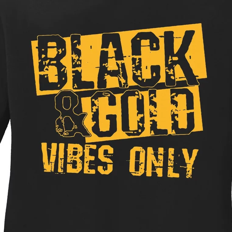 Black Gold Game Day For High School Football Ladies Long Sleeve Shirt