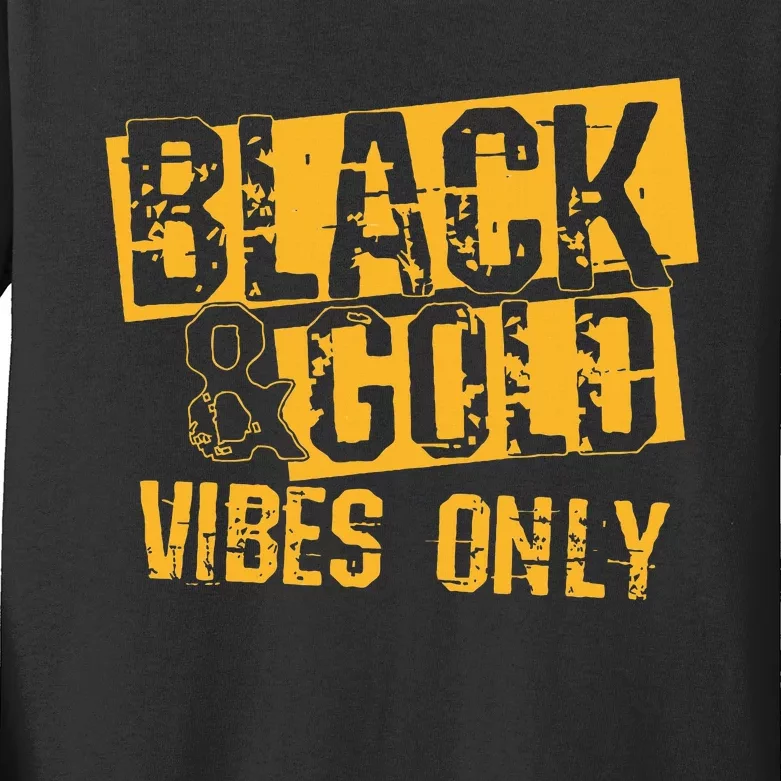 Black Gold Game Day For High School Football Kids Long Sleeve Shirt