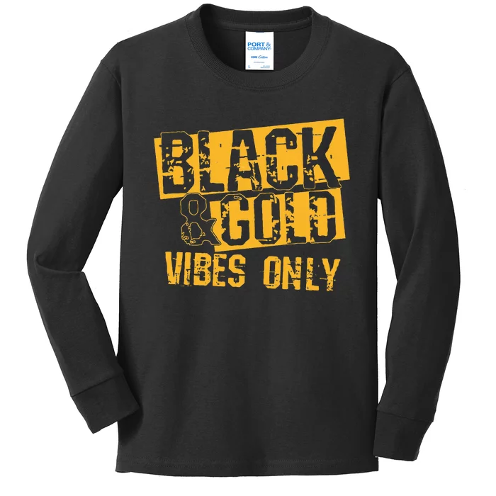 Black Gold Game Day For High School Football Kids Long Sleeve Shirt