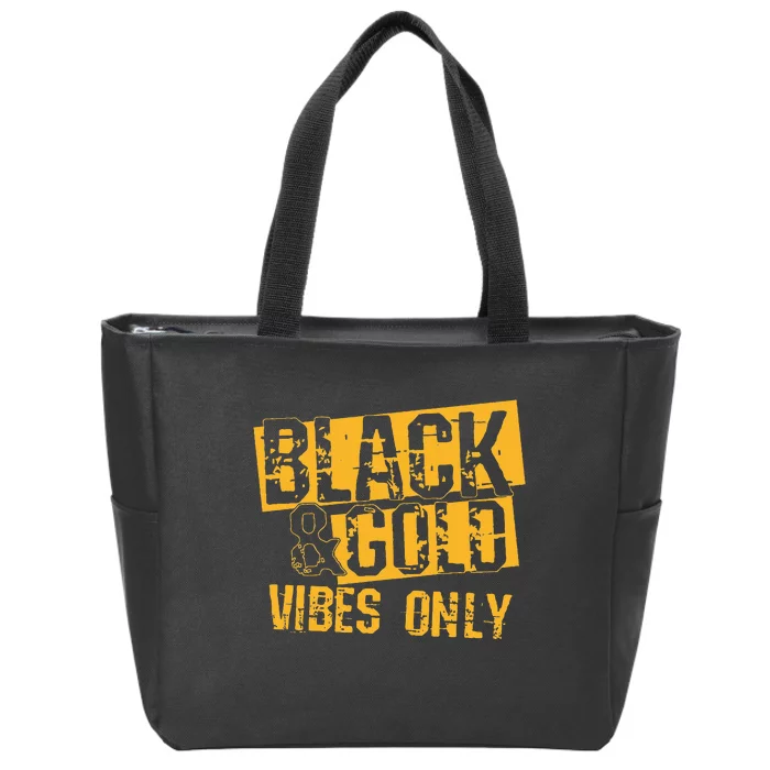 Black Gold Game Day For High School Football Zip Tote Bag