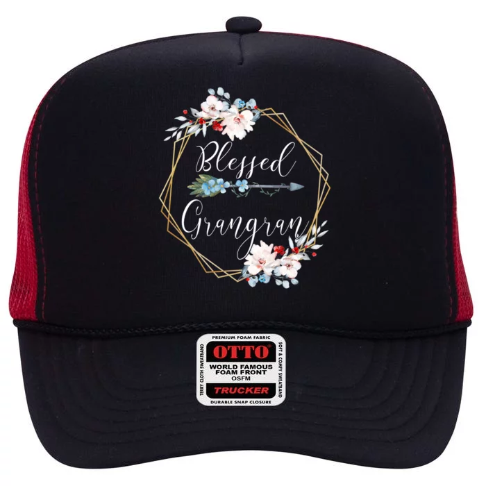 Blessed Grangran Grandma Gift High Crown Mesh Trucker Hat