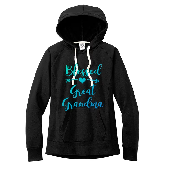 Blessed Great Grandma Heart And Arrow Great Grandma Funny Gift Women's Fleece Hoodie