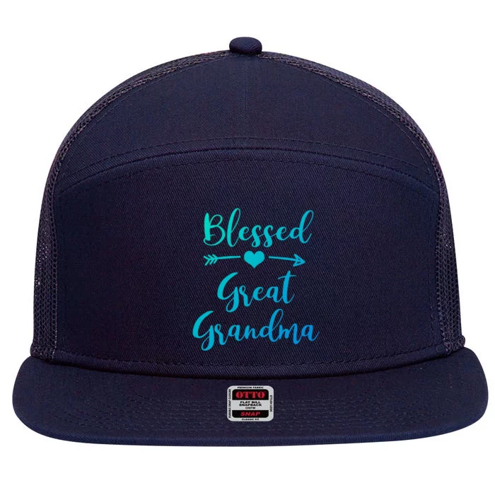 Blessed Great Grandma Heart And Arrow Great Grandma Funny Gift 7 Panel Mesh Trucker Snapback Hat