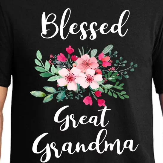 Blessed Great Grandma Flower Bouquet Gift For Grandma Gift Pajama Set