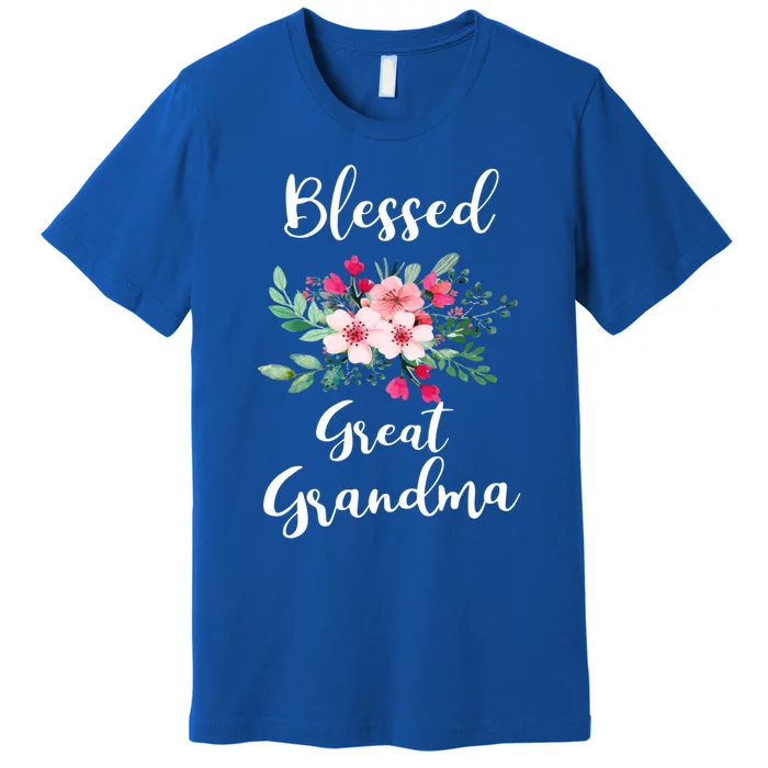 Blessed Great Grandma Flower Bouquet Gift For Grandma Gift Premium T-Shirt