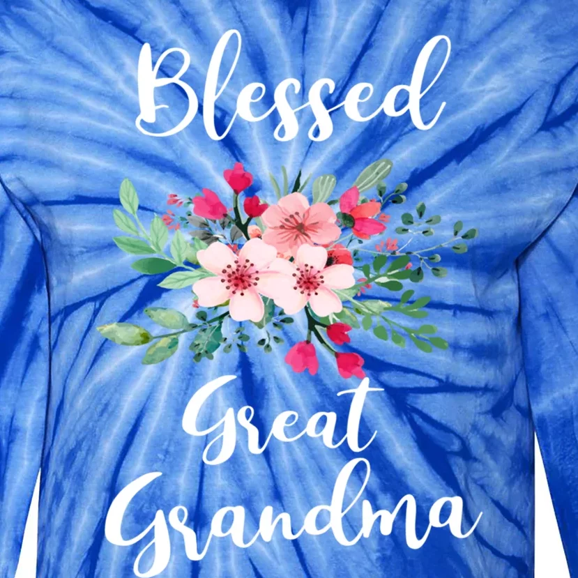 Blessed Great Grandma Flower Bouquet Gift For Grandma Gift Tie-Dye Long Sleeve Shirt