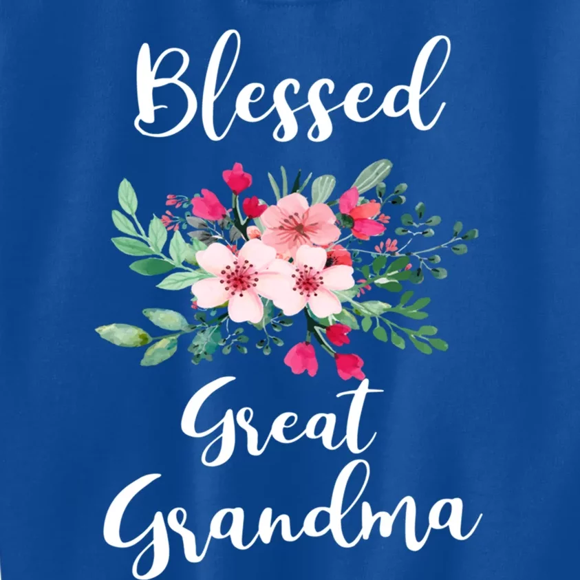 Blessed Great Grandma Flower Bouquet Gift For Grandma Gift Kids Sweatshirt