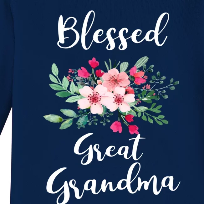 Blessed Great Grandma Flower Bouquet Gift For Grandma Gift Baby Long Sleeve Bodysuit