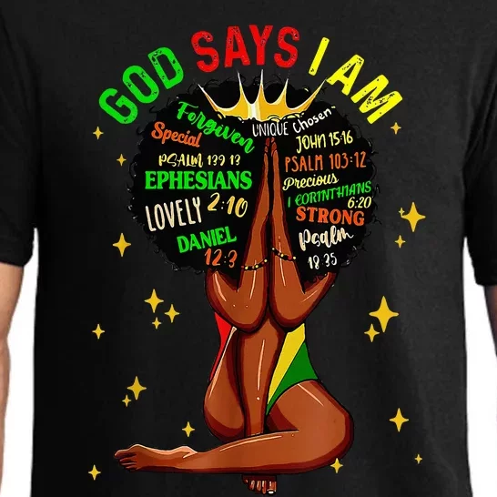 Black Girl God Says I Am Black Melanin History Month Pride Pajama Set