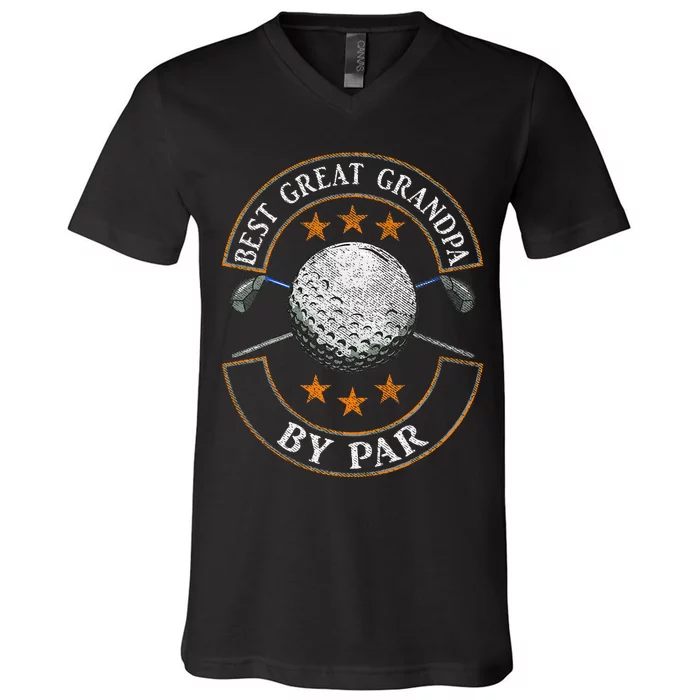 Best Great Grandpa By Par Golf Lover Sports Fathers Day Gift V-Neck T-Shirt