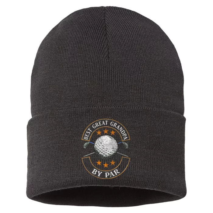 Best Great Grandpa By Par Golf Lover Sports Fathers Day Gift Sustainable Knit Beanie