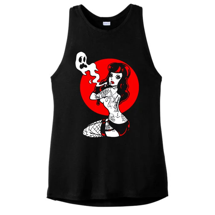 Burlesque Goth Girl Ladies Tri-Blend Wicking Tank