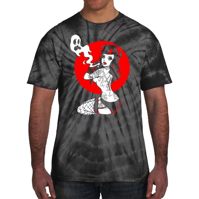 Burlesque Goth Girl Tie-Dye T-Shirt