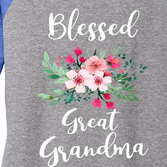 Blessed Great Grandma Flower Bouquet Gift For Grandma Gift Women's Tri-Blend 3/4-Sleeve Raglan Shirt