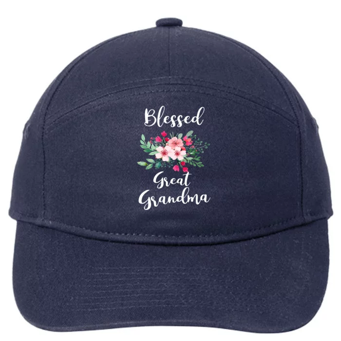 Blessed Great Grandma Flower Bouquet Gift For Grandma Gift 7-Panel Snapback Hat