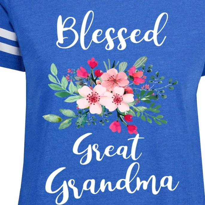 Blessed Great Grandma Flower Bouquet Gift For Grandma Gift Enza Ladies Jersey Football T-Shirt